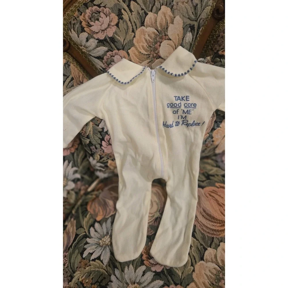 Vintage Baby Sleeper Yellow Footed Pajama Take Good Care of Me 1970s Rare